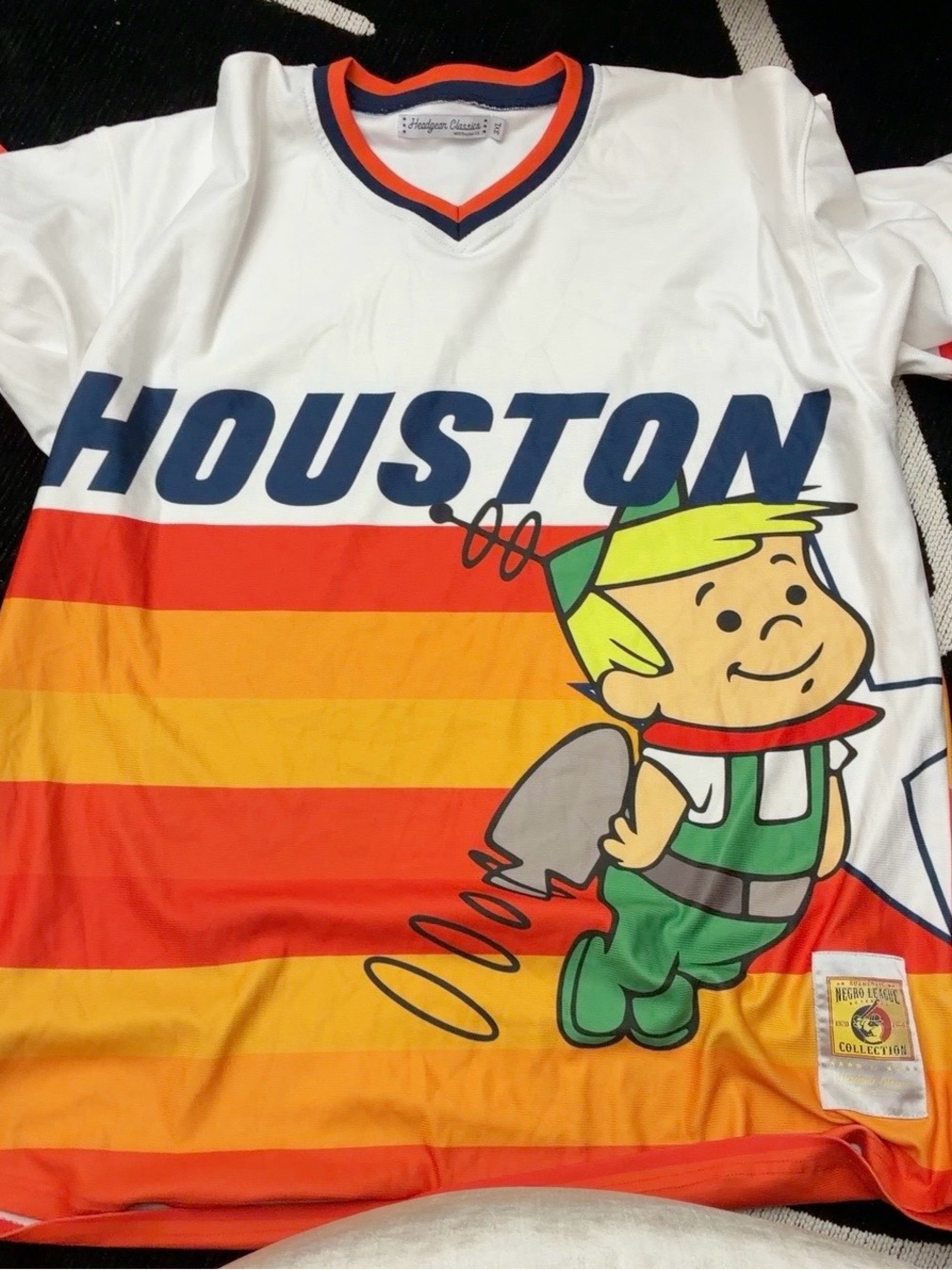 Headgear Classics Houston Elroy Jetson Practice Baseball Jersey Orange White 3XL